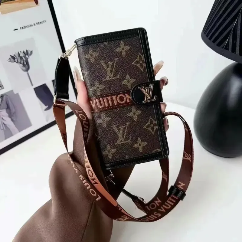 クラシック 高品質 ストラップ付き 高級レザー iPhone ウォレット ケース