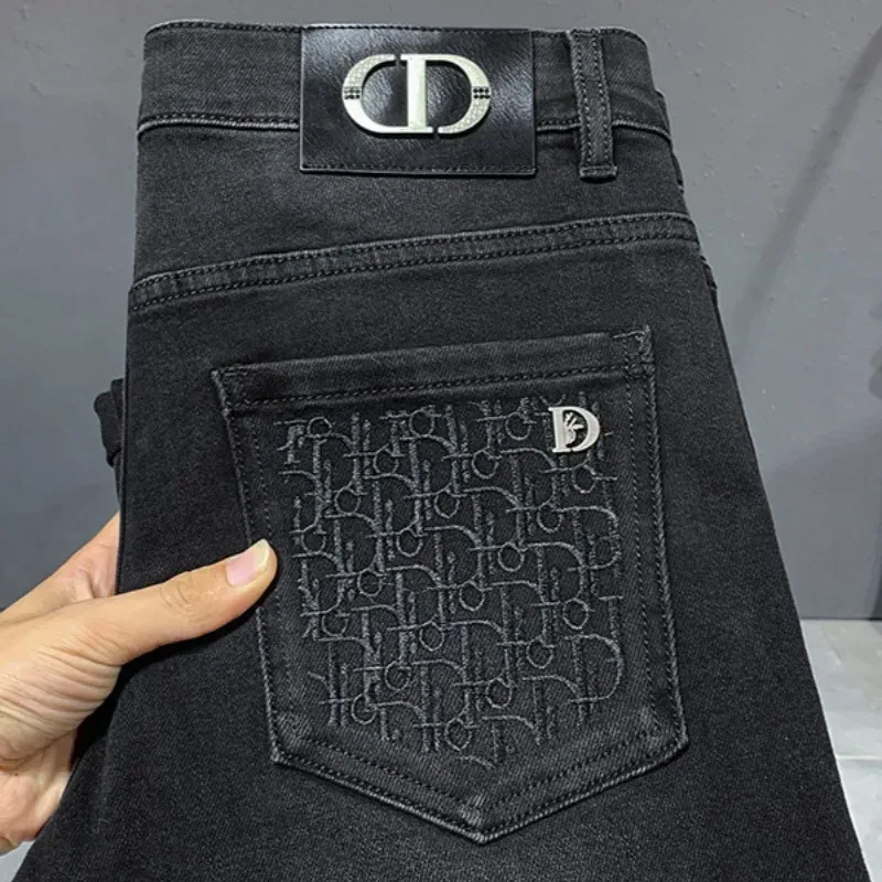 『XS-3XL』高品質 春秋 伸縮性 エンボス加工 ウォッシュ加工 メンズデニムパンツ