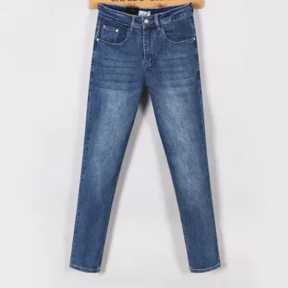 『S-2XL』 春夏用 高級ヴィンテージウォッシュ加工 カジュアルスリムストレートデニムパンツ