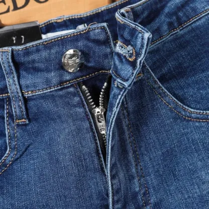 『S-2XL』 春夏用 高級ヴィンテージウォッシュ加工 カジュアルスリムストレートデニムパンツ