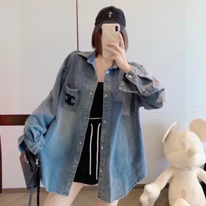 『S-L』超人気商品 美人度アップ 組み合わせやすい フェミニン ボタン デニム アウター