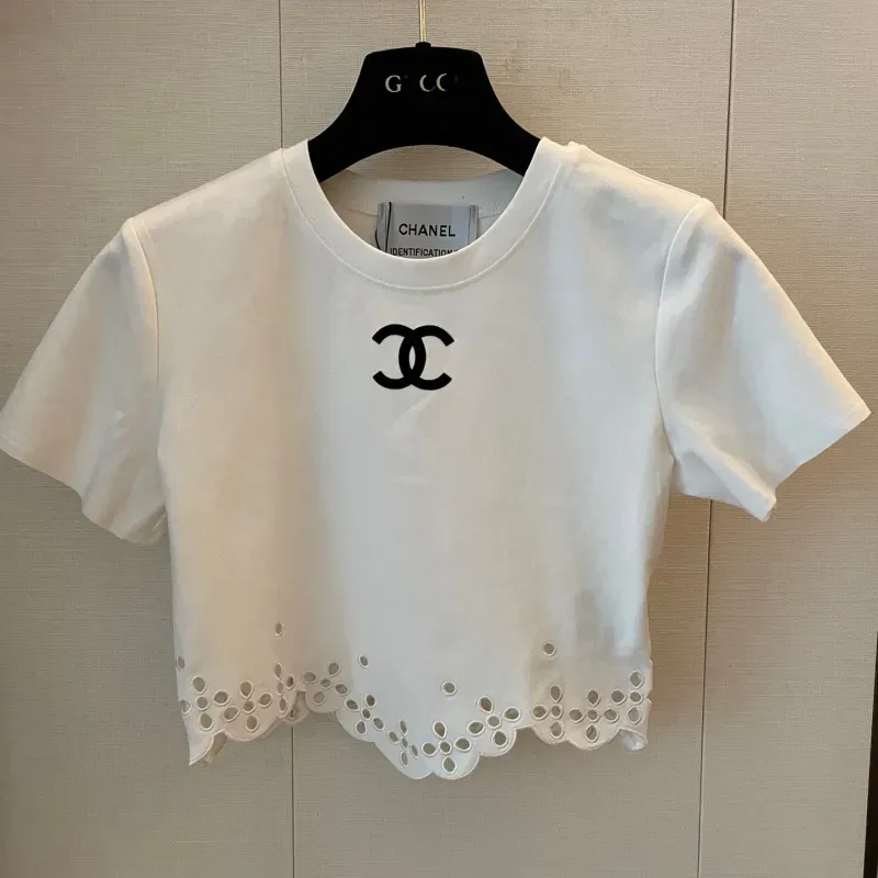 『S-L』激売れ中 憧れ おしゃれ 透かし彫り コットン 半袖 Ｔシャツ