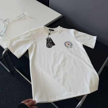 【S-2XL】高品質で丈夫な刺繍入りクルーネックプルオーバー半袖Tシャツ