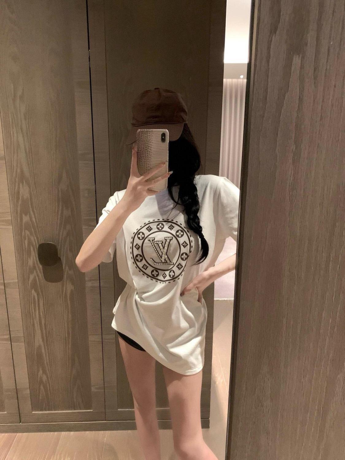 『S-3XL』新作デザイン レディース 夏用 ラインストーン付き ゆったり半袖Tシャツ
