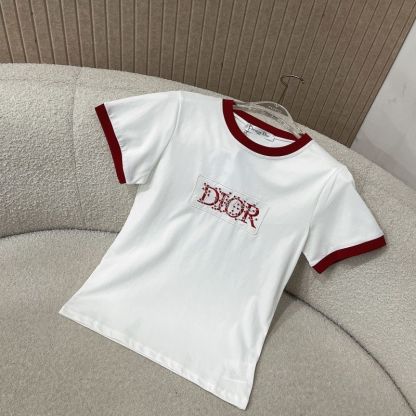 2026年新作 韓国風ラウンドネック刺繍入り半袖ファッショナブルカラーブロックTシャツトップス