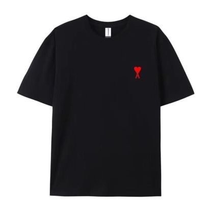 『M-5XL』刺繍入りの純綿製半袖Tシャツ。ユニセックス、ラウンドネック、スポーティーで着回し力抜群。