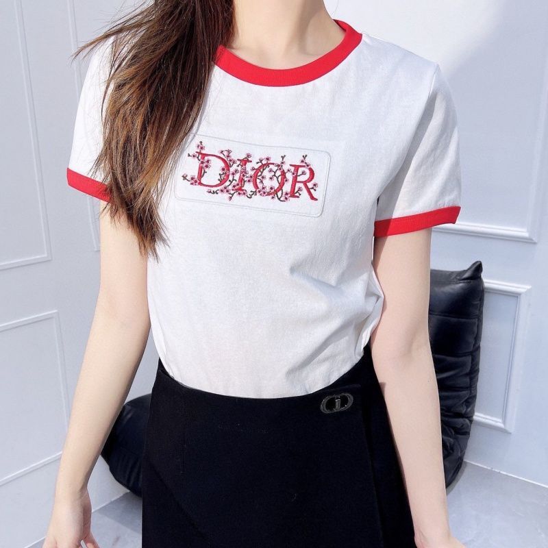 2026年新作 韓国風ラウンドネック刺繍入り半袖ファッショナブルカラーブロックTシャツトップス