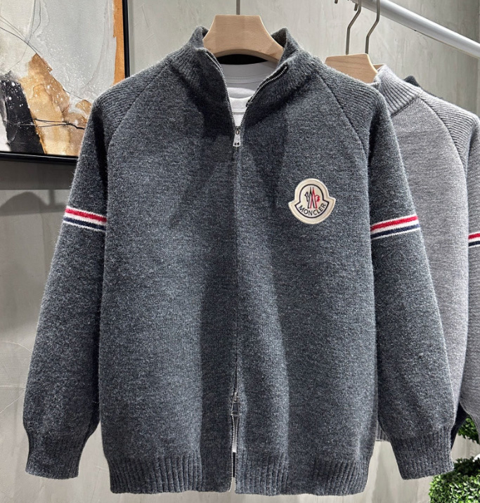 『M-2XL』男女兼用のストライプ柄スタンドカラーカーディガンセーター、秋冬用の高級ダブルジッパーニットウェア。