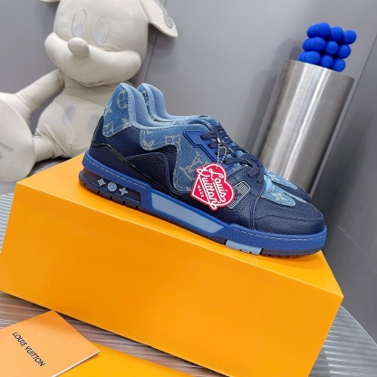 【L014】ルイ・ヴィトン Louis Vuitton Trainer Sneaker Nigo Monogram Denim "Blue"