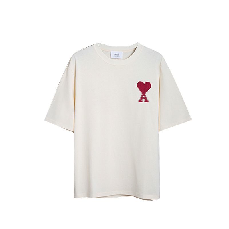 『S-XL』トレンディでミニマルな3D刺繍入り半袖カップルTシャツ（男女兼用）