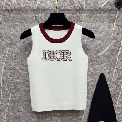 『S-L』新作の刺繍入りカラーブロックラウンドネックトップス、スリムフィットノースリーブニットベスト