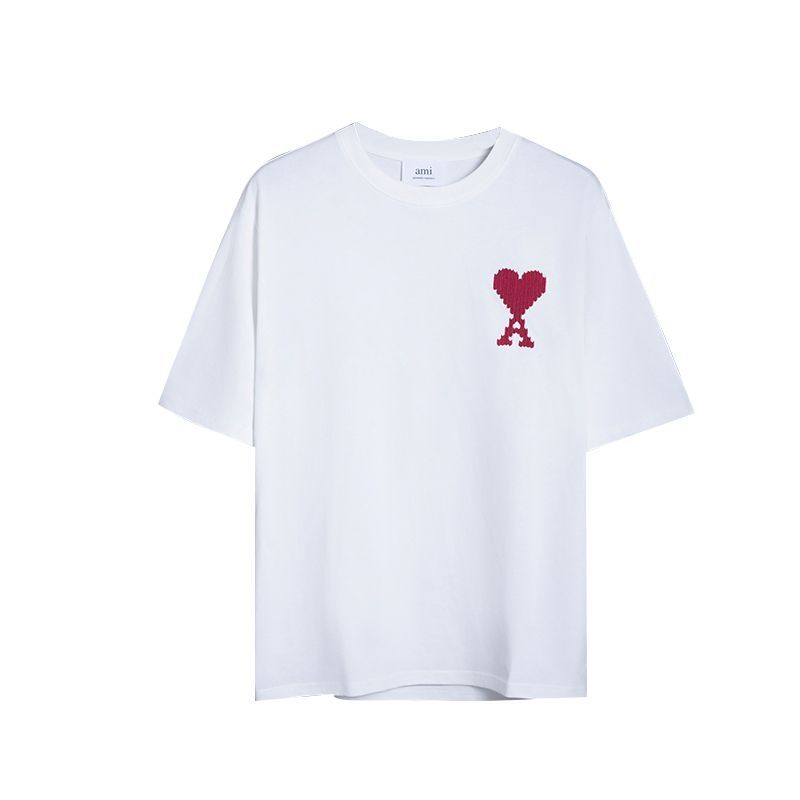 『S-XL』トレンディでミニマルな3D刺繍入り半袖カップルTシャツ（男女兼用）