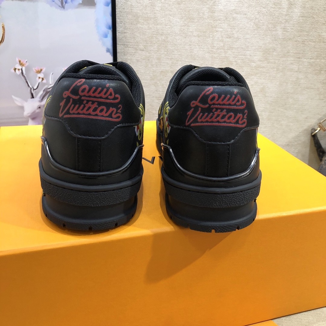 【L010】ルイ・ヴィトン Louis Vuitton Trainer Sneaker Nigo Plain Calf Leather "Noir"