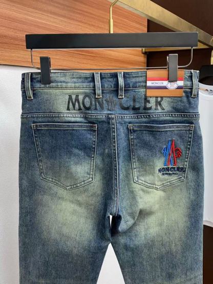 『S-3XL』クラシックな刺繍入り春夏ウォッシュ加工メンズスリムストレートジーンズ