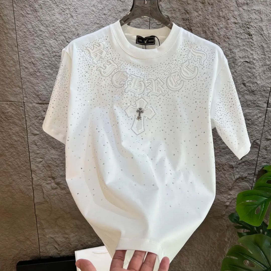 半袖Tシャツ秋冬新作軽量高級トレンドブランドメンズカジュアルファッションホットダイヤモンドメンズトップ