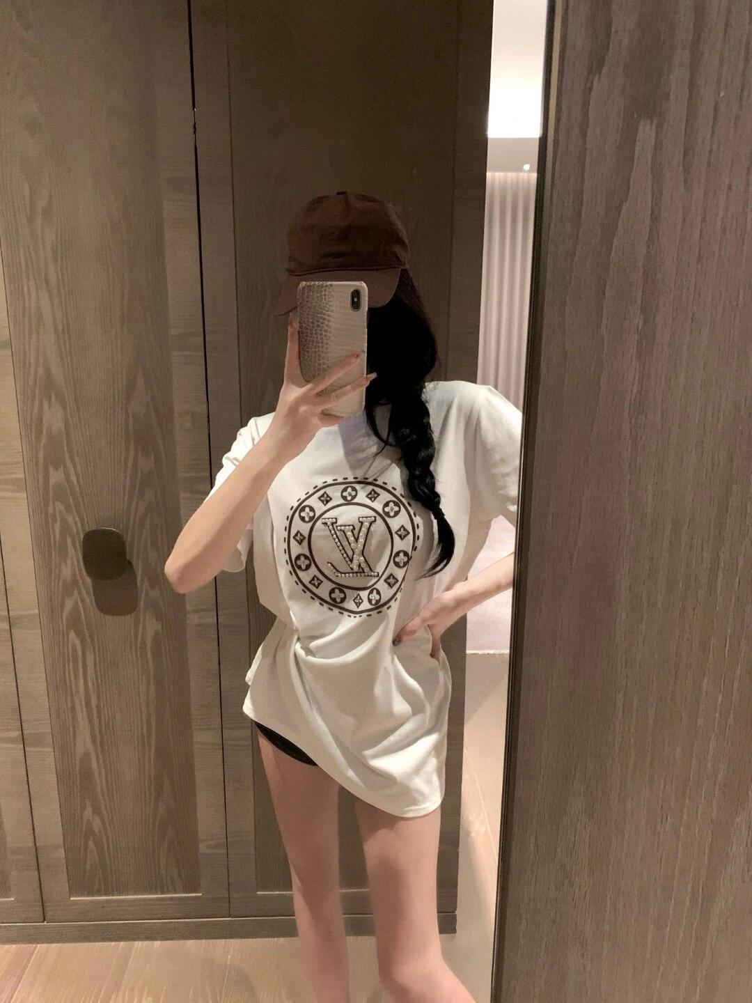 『S-3XL』新作デザイン レディース 夏用 ラインストーン付き ゆったり半袖Tシャツ