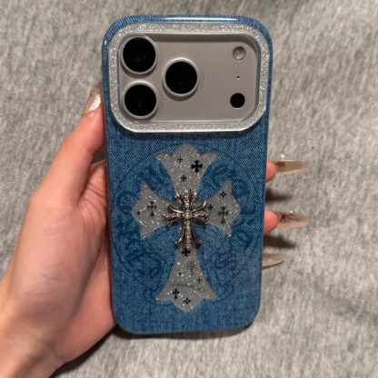 売れ筋商品 - ダブルレイヤーデニムの高級トレンドファッションiphone携帯ケース