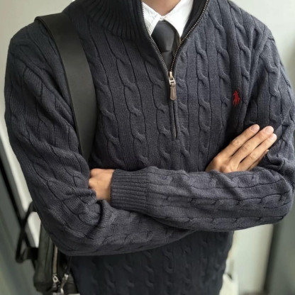 秋冬 刺繍 ハーフジップカラー セーター 秋冬 ニットトップス