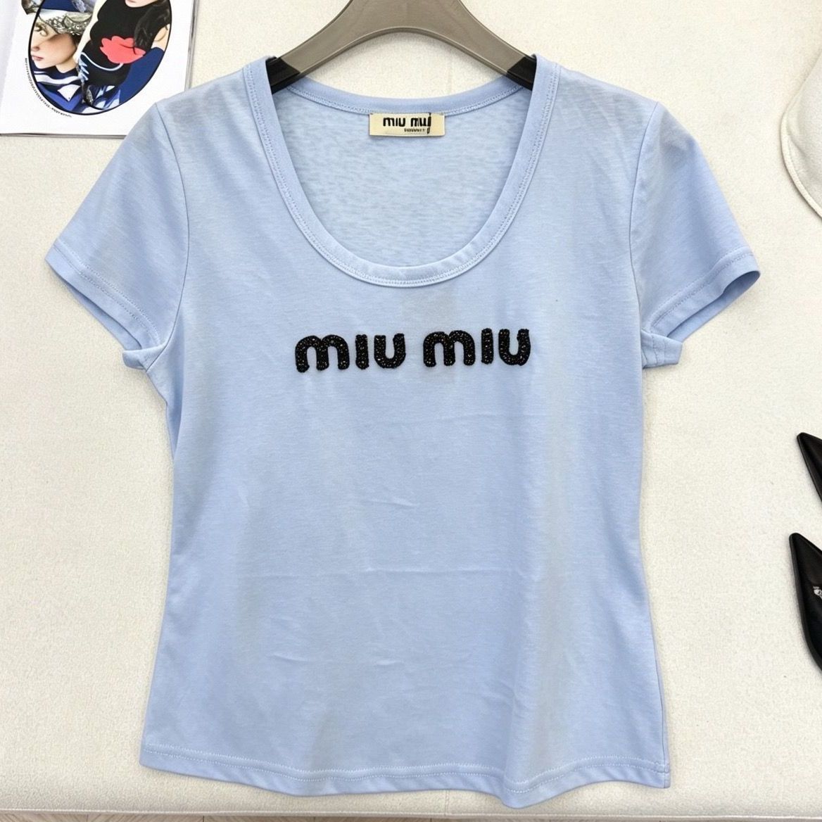 夏用ラウンドネックゆったり万能レター半袖Tシャツ（レディース）