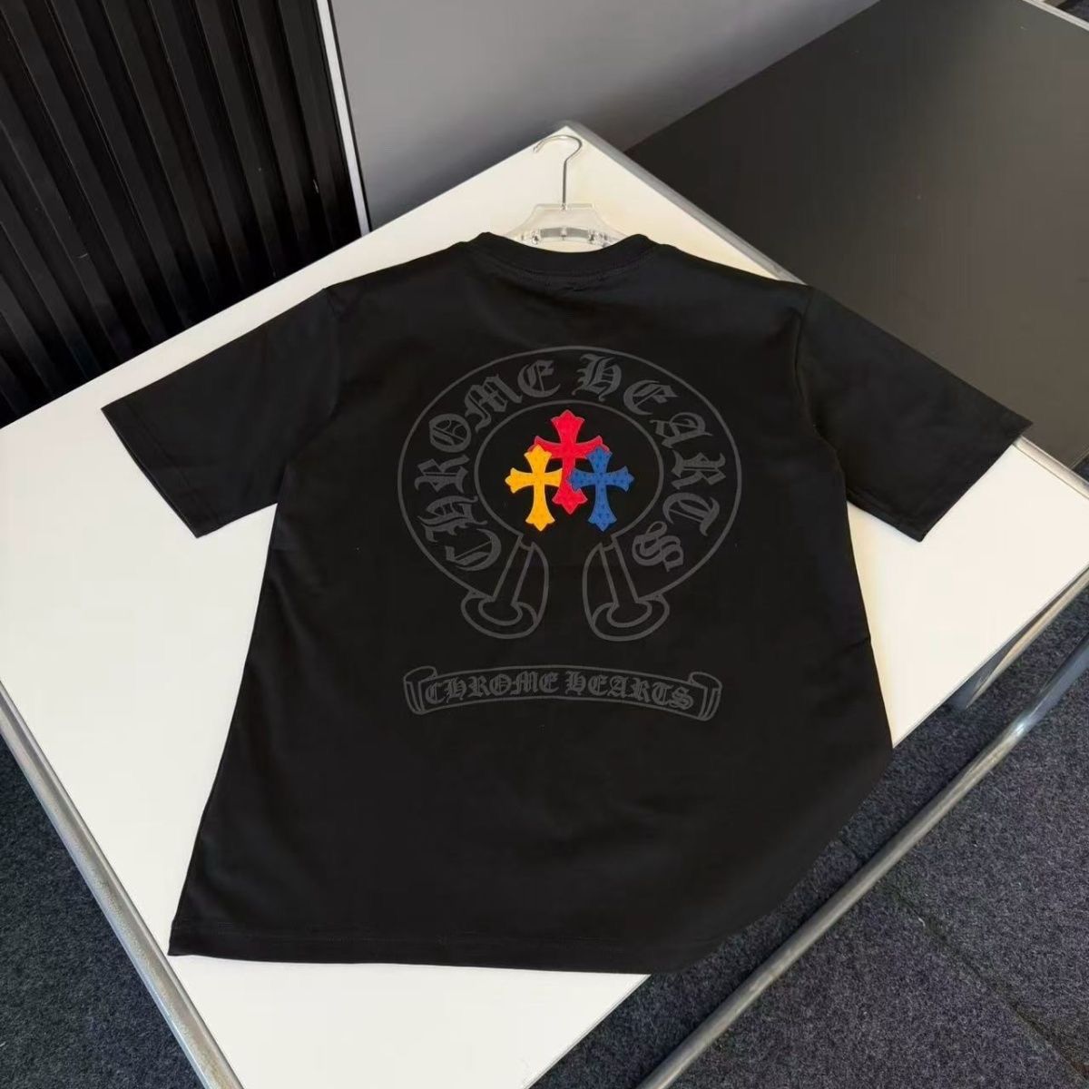 【S-2XL】高品質で丈夫な刺繍入りクルーネックプルオーバー半袖Tシャツ