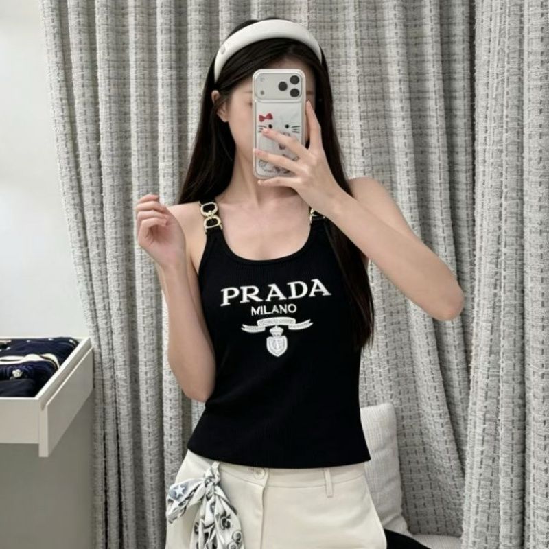 『S-L』夏物レター刺繍入りスリムフィットノースリーブラウンドネックトップス、おしゃれなニットベスト