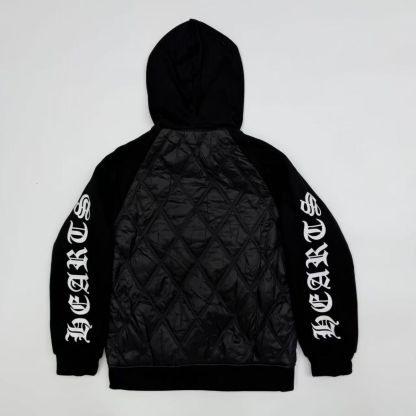 新しいユニセックスの刺繍入りコットンパッド入りジャケット、フード付き、ゆったりとした、カップル向けの暖かいコート。