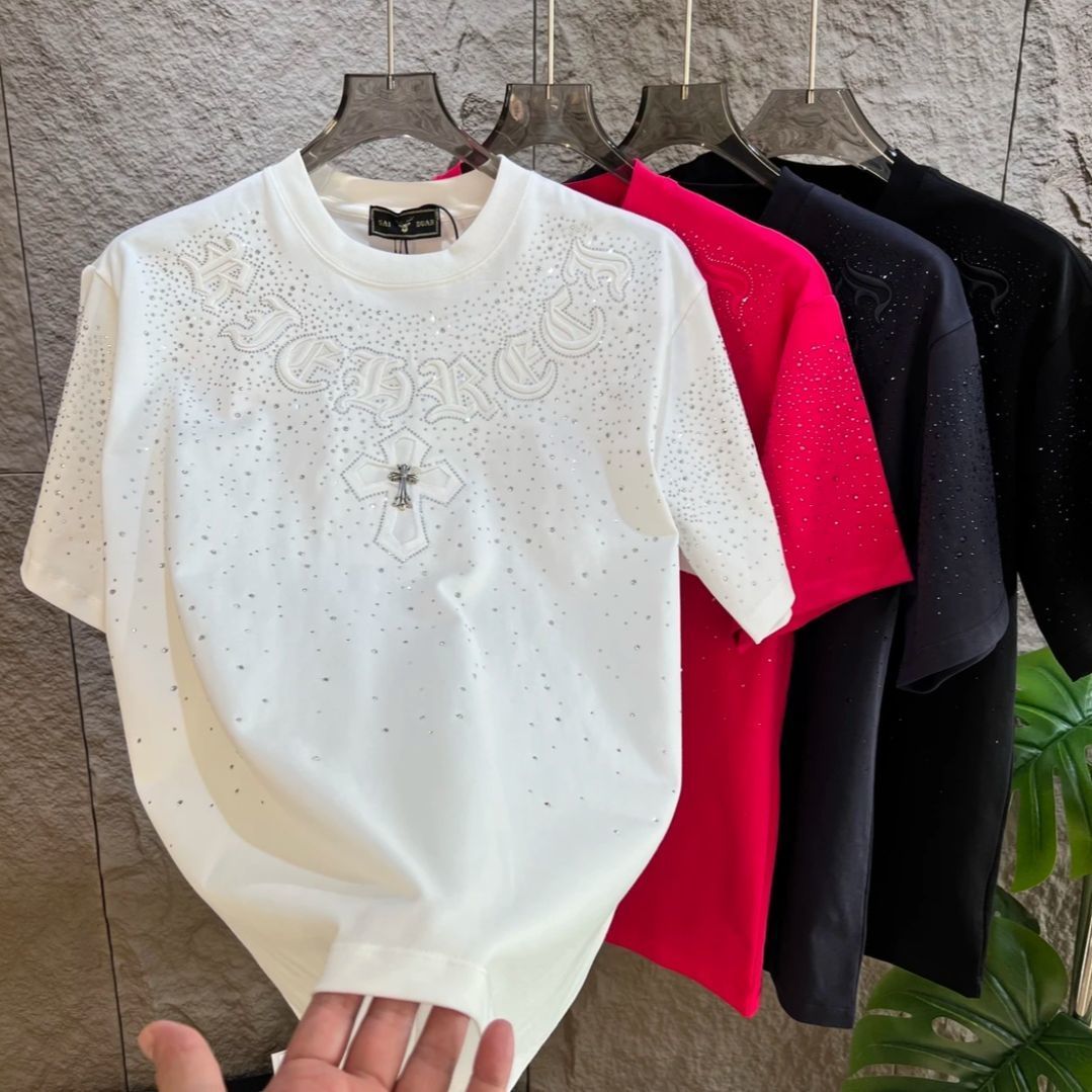 半袖Tシャツ秋冬新作軽量高級トレンドブランドメンズカジュアルファッションホットダイヤモンドメンズトップ