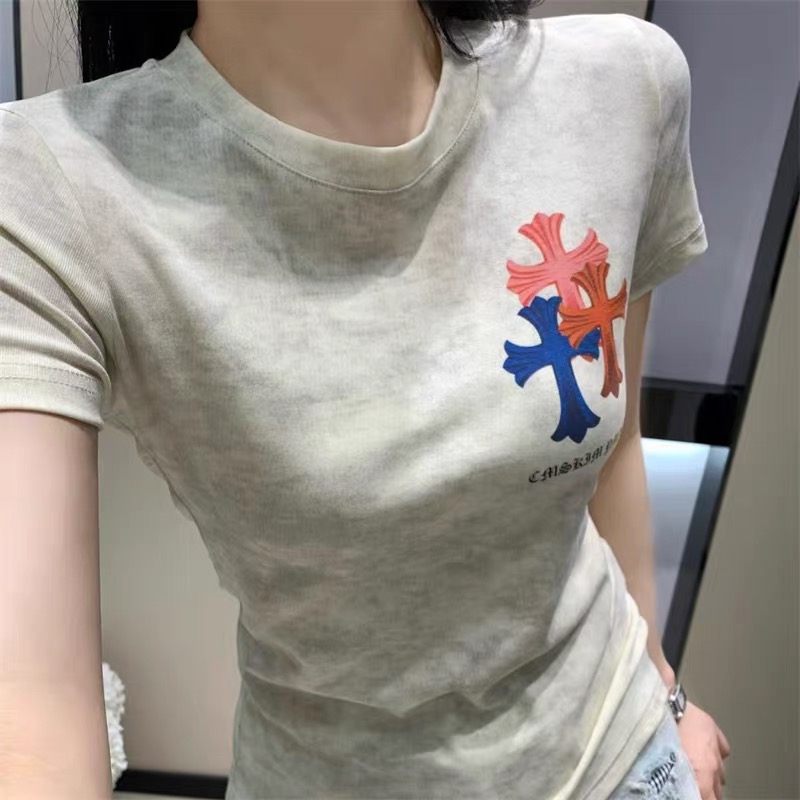 『S-L』トレンドレタープリント レトロ T シャツ レディース