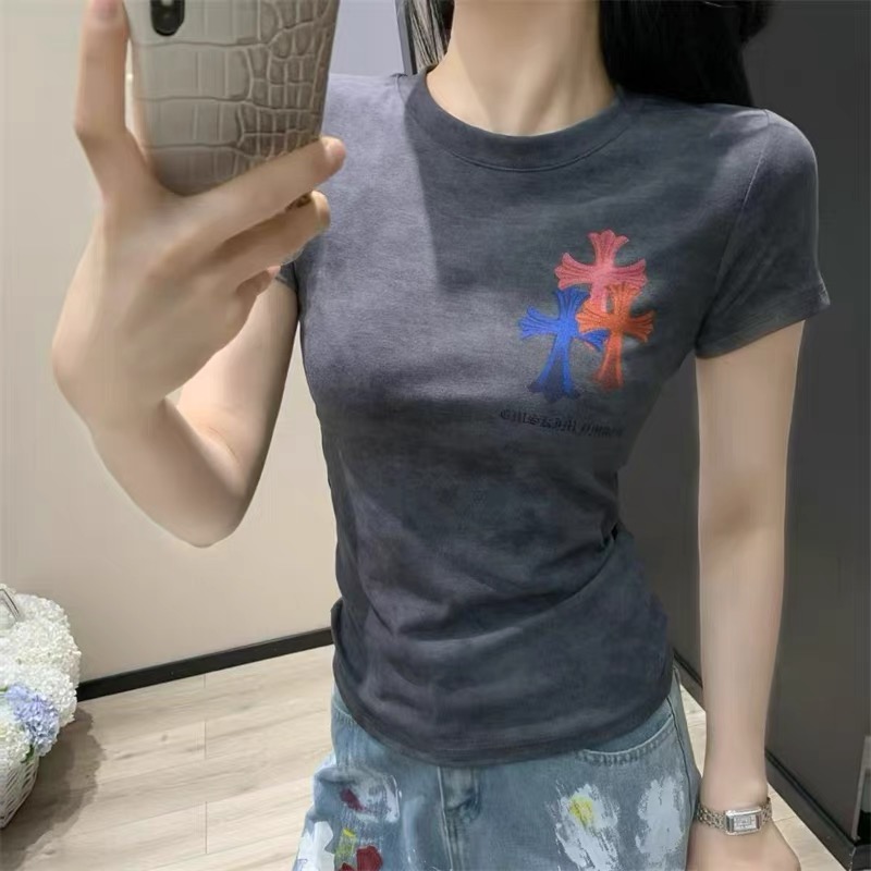 『S-L』トレンドレタープリント レトロ T シャツ レディース