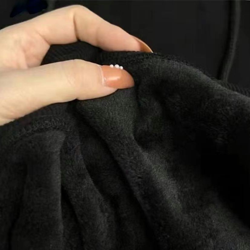 【M-3XL】ヘビーシルバーフォックスベルベット純綿フード付き秋冬スウェットシャツルーズレタージャケット