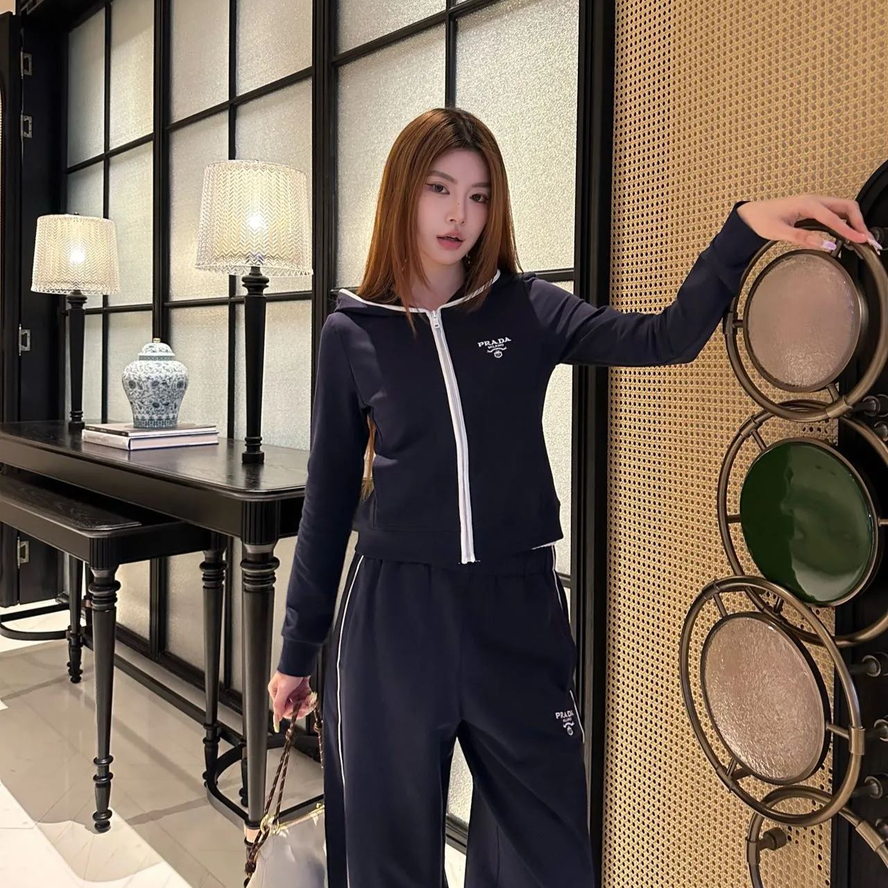 『S-2XL』秋季新款时尚刺绣连帽外套束脚长裤套装休闲两件套