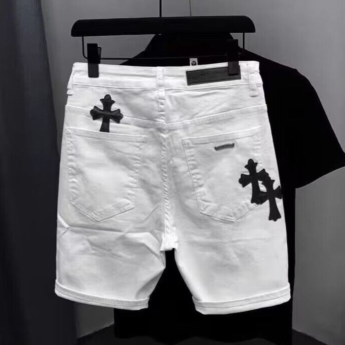 メンズのトレンドのパッチワークデニムショートパンツ、夏の新スタイル