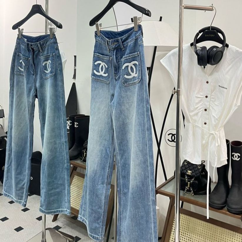 [Copy]レトロなストレートレッグのハイウエストジーンズ、スリムに見えるカジュアルでゆったりとした女性用ロングパンツ