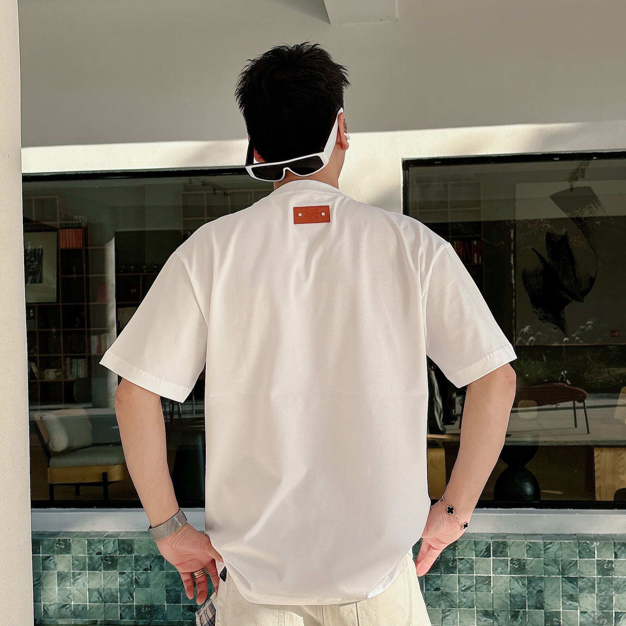 『S-2XL』春夏新作：刺繍とビーズ装飾を施したクルーネック半袖Tシャツ