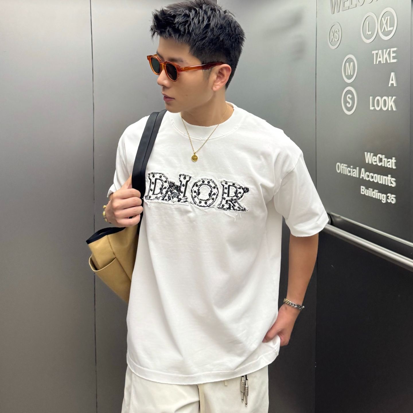 [Copy]『S-2XL』春夏新作：刺繍とビーズ装飾を施したクルーネック半袖Tシャツ