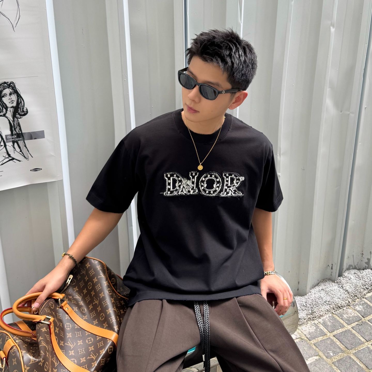 [Copy]『S-2XL』春夏新作：刺繍とビーズ装飾を施したクルーネック半袖Tシャツ