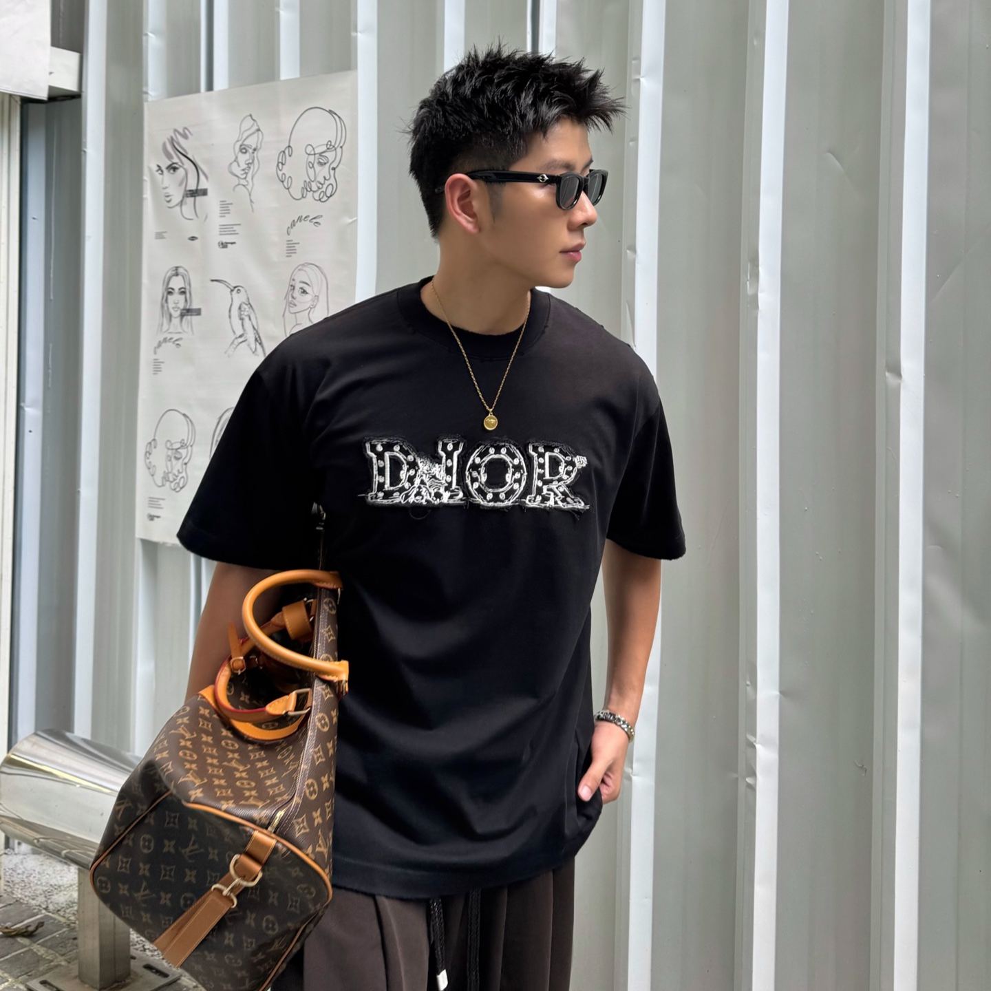 [Copy]『S-2XL』春夏新作：刺繍とビーズ装飾を施したクルーネック半袖Tシャツ