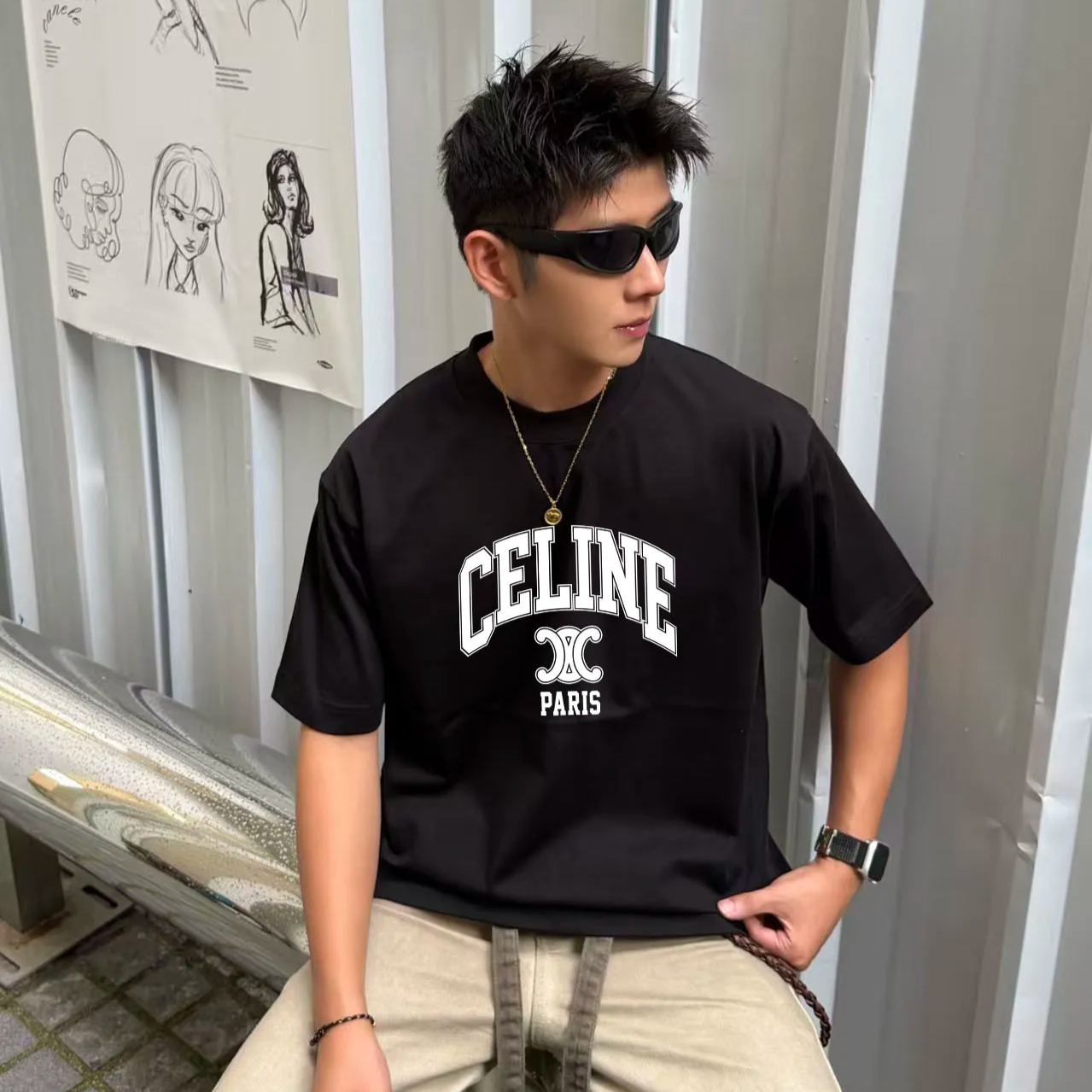 『M-4XL』新作 夏物 半袖 プリント ユニセックス 純綿 カジュアル ラウンドネック ゆったりTシャツ