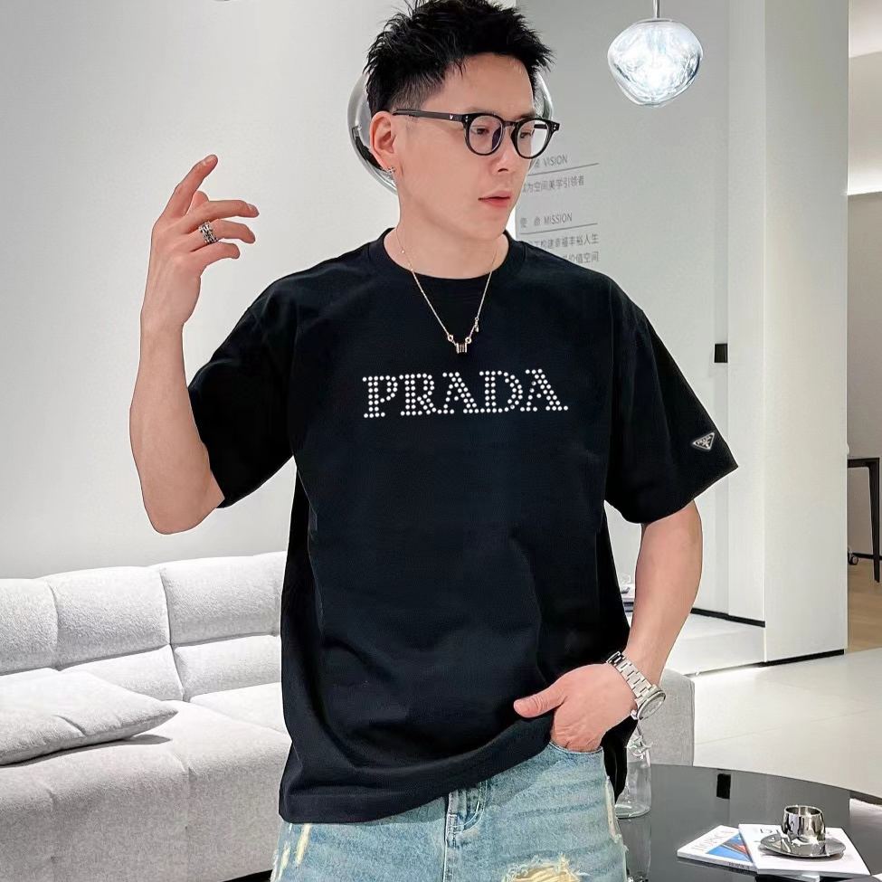 『S-XL』春の新作、定番の文字ラインストーン付き半袖シャツ