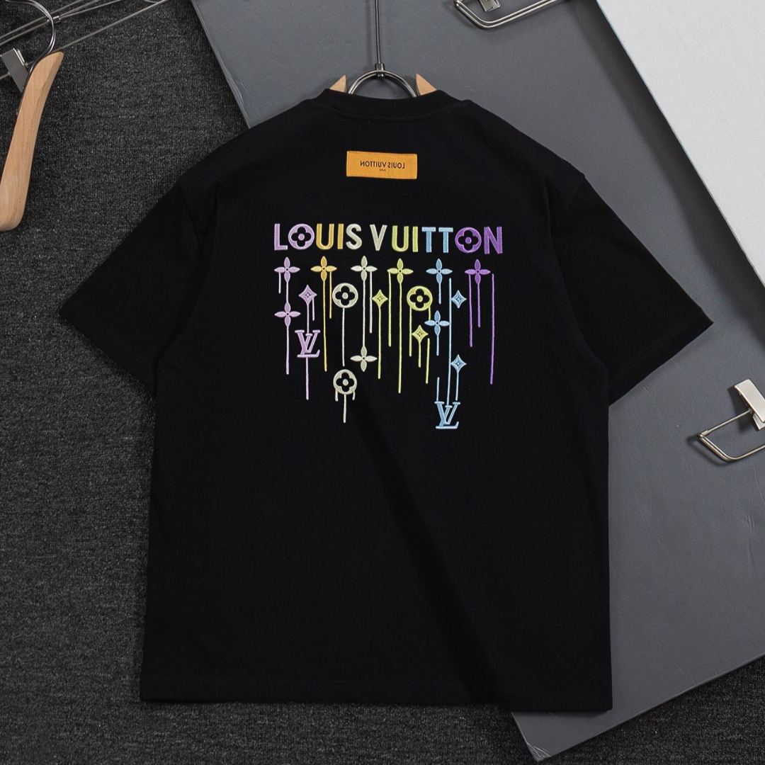 『S-XL』シンプルなカラフルな文字のタッセル刺繍入りラウンドネック半袖Tシャツ、ユニセックス