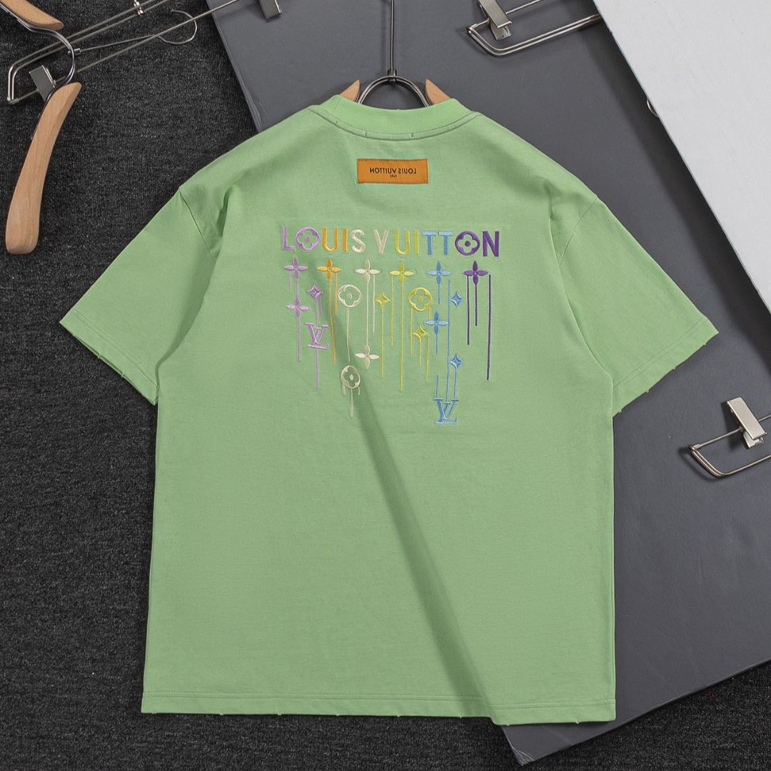 『S-XL』シンプルなカラフルな文字のタッセル刺繍入りラウンドネック半袖Tシャツ、ユニセックス