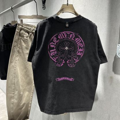 『M-3XL』スタイリッシュなメンズ刺繍入りカラーブロック半袖クルーネックTシャツ