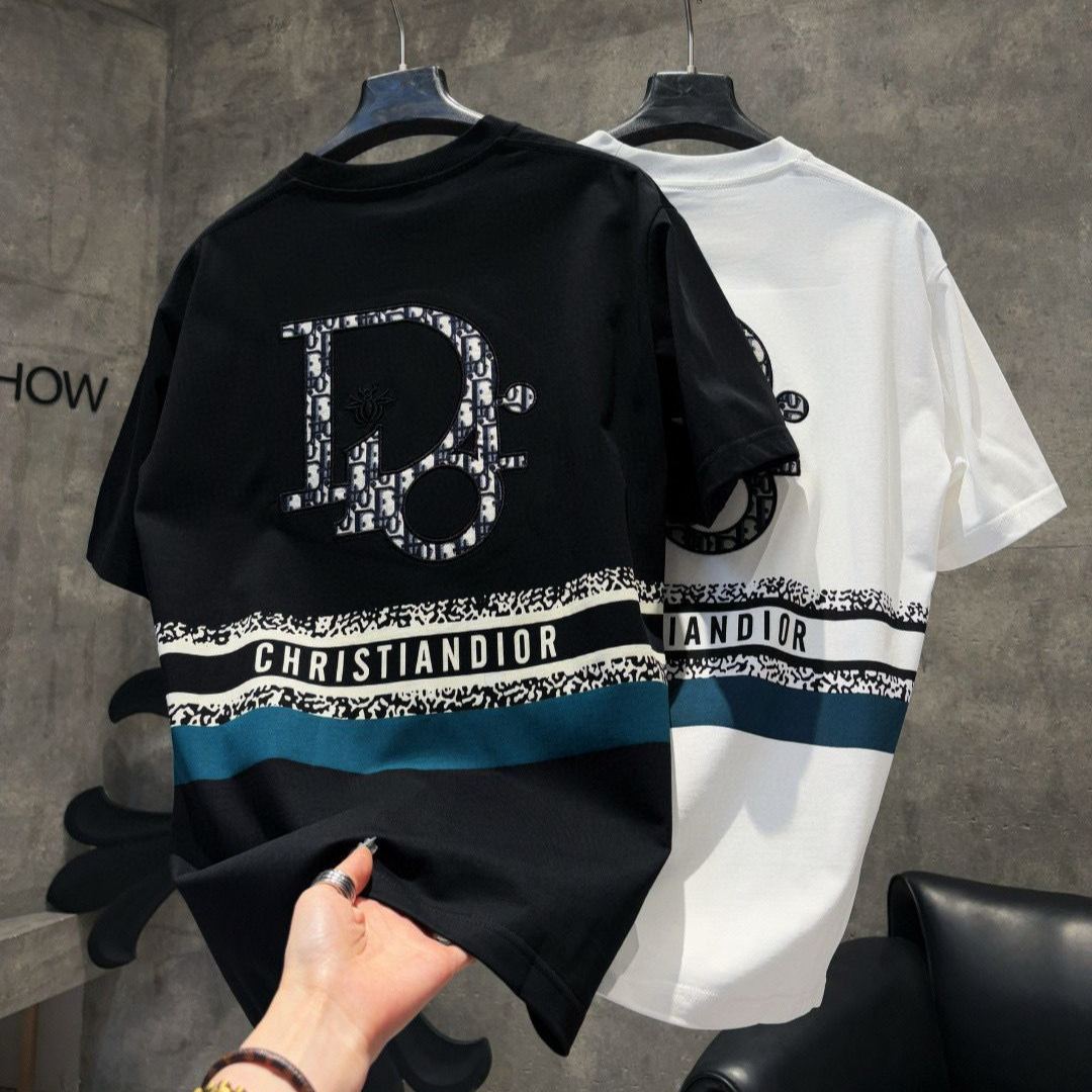 【S-2XL】クラシックな文字のウェビングアップリケ刺繍入りカジュアルルーズ半袖Tシャツ