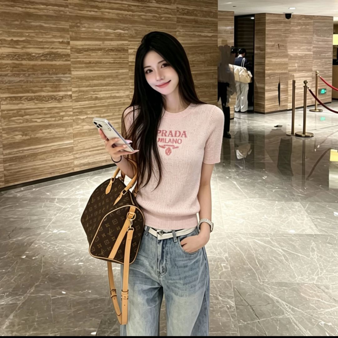 [Copy]『S-L』夏用ビーズ付きラウンドネックゆったり半袖若返りカジュアルTシャツトップス