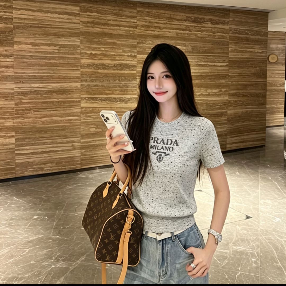 [Copy]『S-L』夏用ビーズ付きラウンドネックゆったり半袖若返りカジュアルTシャツトップス