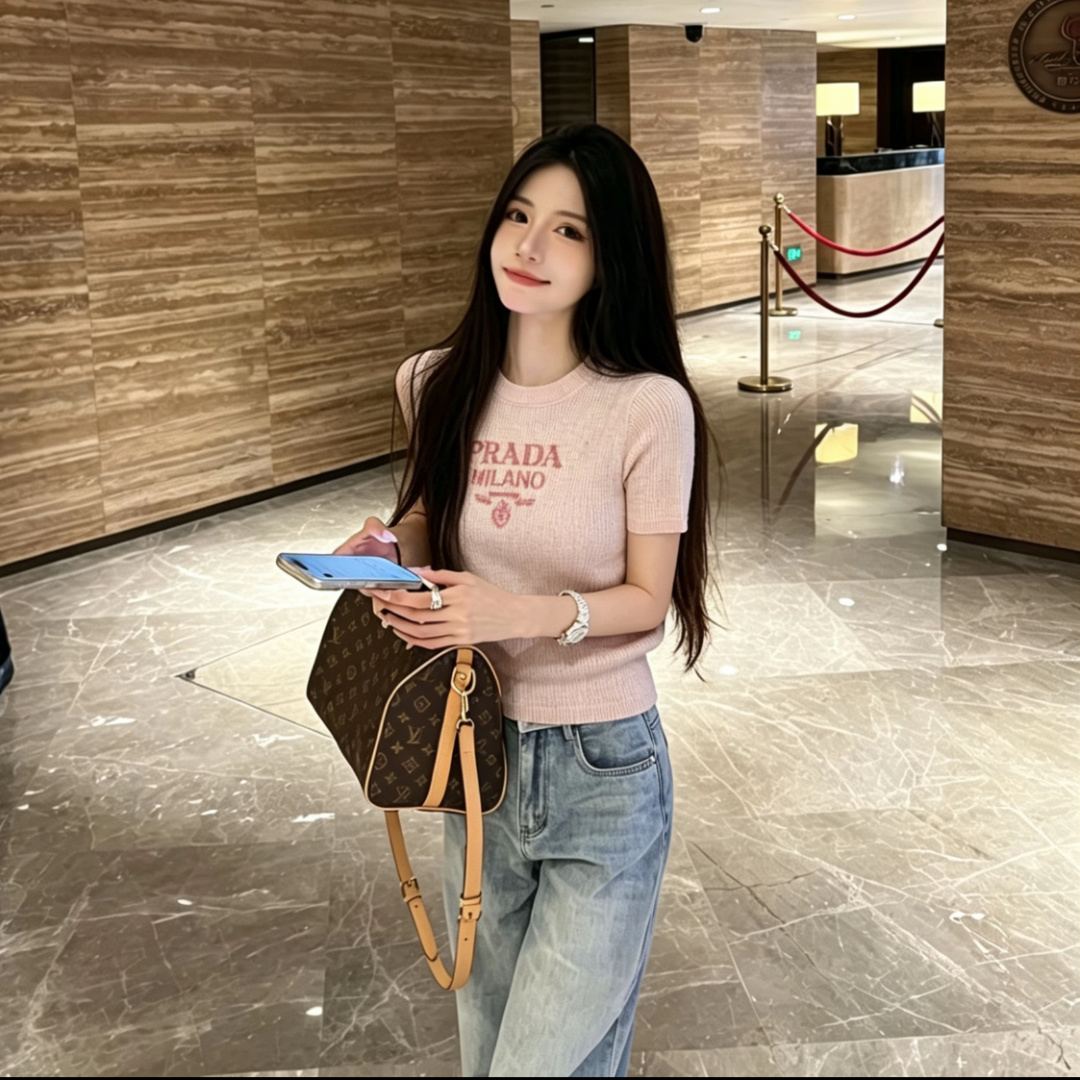 [Copy]『S-L』夏用ビーズ付きラウンドネックゆったり半袖若返りカジュアルTシャツトップス