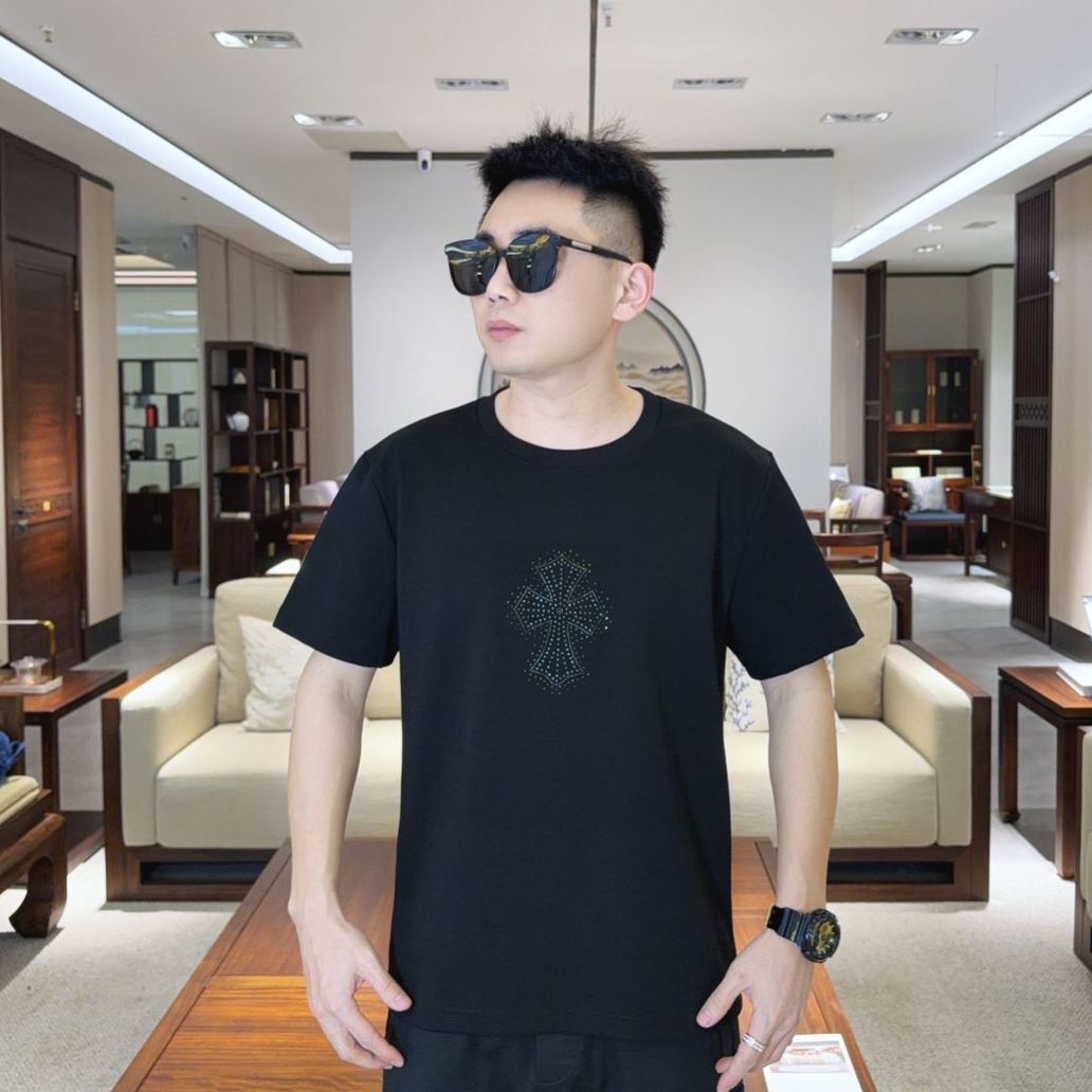 『L-5XL』夏のトレンド半袖トップス、ラインストーンTシャツ、カジュアルスタイル
