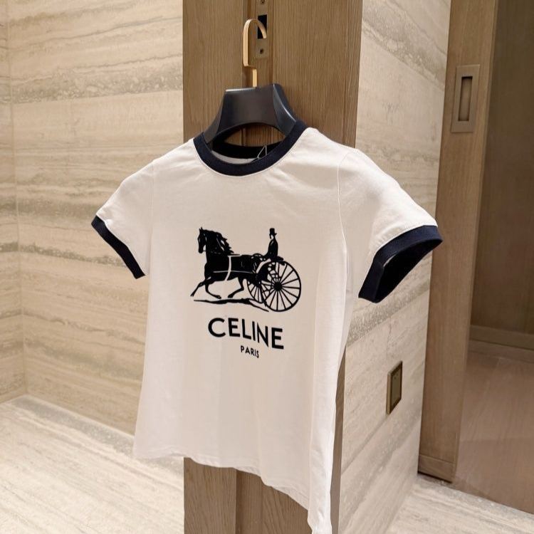 2026年新作　プリントカラーブロッククルーネック半袖Tシャツ＆伸縮性ハイウエストストレートストライプショーツ