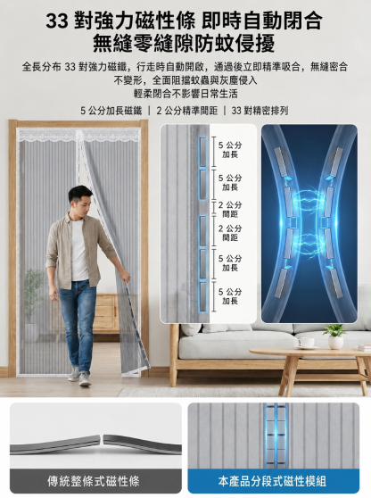 超強磁吸新款防蚊門簾全磁條家用金剛網