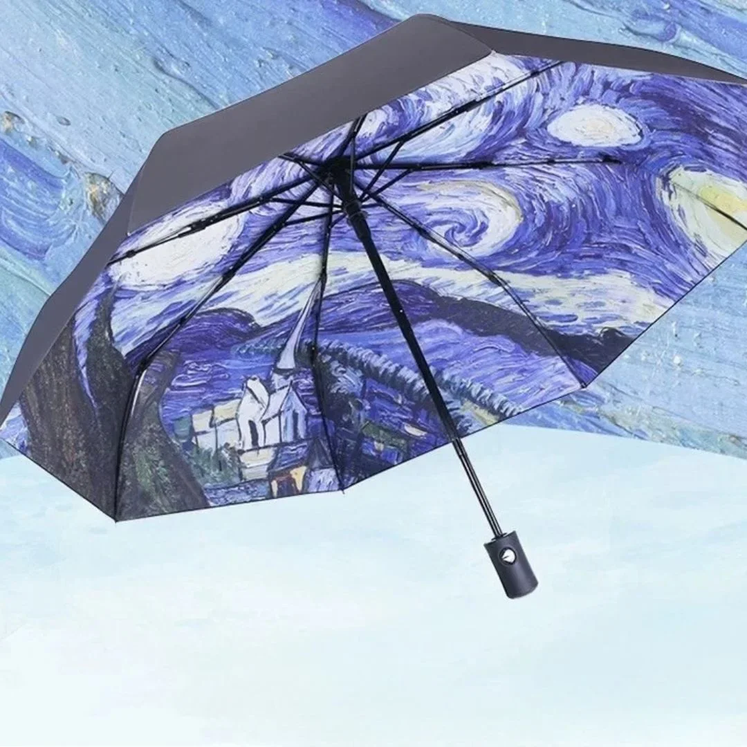 Van Gogh Starry Night Auto-Open Folding Umbrella